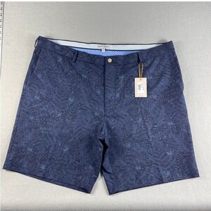 Peter Millar Crown Sport Golf Shorts Navy Blue Leaf Print Size 42